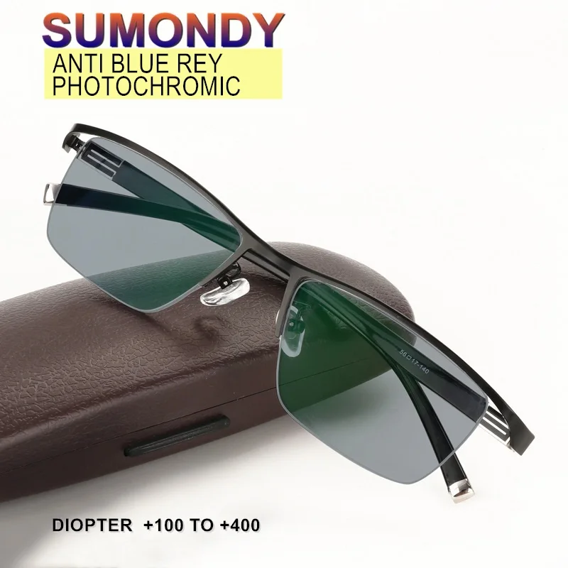 Фотохромные очки для чтения SUMONDY против синего света женщин и мужчин дальнозоркости пресбиопические SPH + 100
