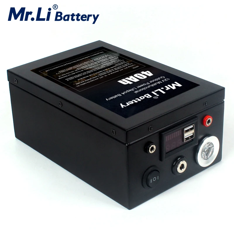 12 В 40 Ач литий ионный перезаряжаемый аккумулятор с USB интерфейсом светодиодный