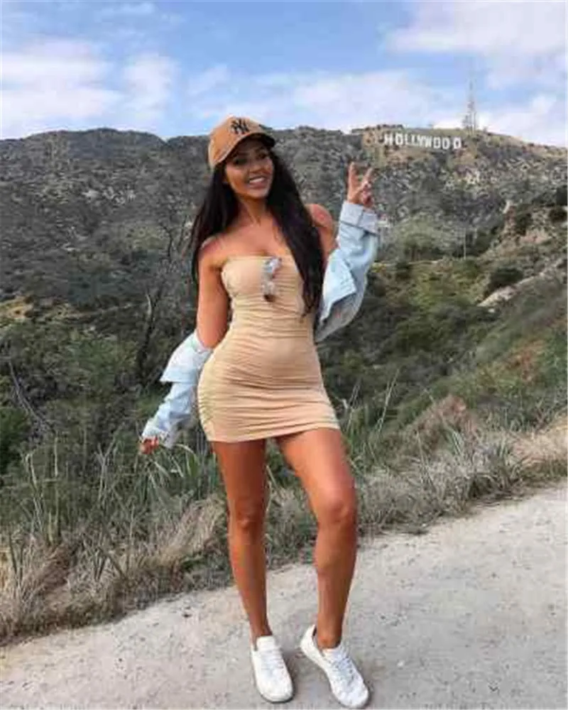 

Women Sexy Suspender Dress Summer Party Mini Dress Slim Club Dress Slim Nude Color Fitless Hot Dress