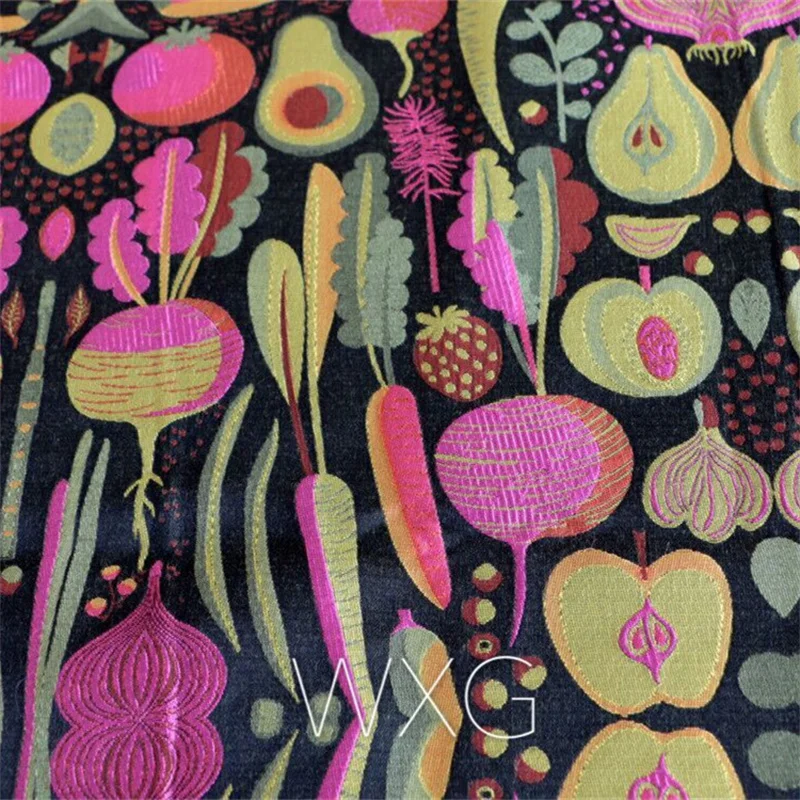 

N214 150cm Autumn/Winter Doodle Fruit and Vegetable Brocade Embroidery Jacquard Embroidery Hand Suit Vest Shaggy Skirt DIY Cloth