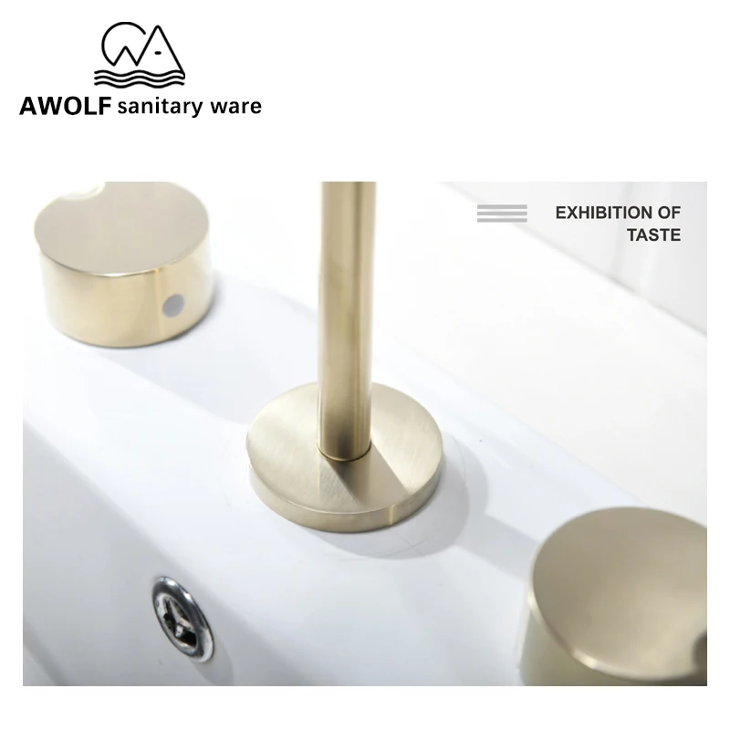 

Modern Basin Faucet Solid Brass Brushed Gold White Matte Black 3 PCS Bathroom Sink Hot Cold Mixer Water Tap Deck Mounted ML8088