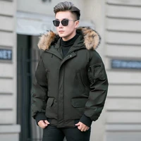 2021 winter fashion men trend duck down coat short jacket for male with real fur hood black green plus big size 3xl 4xl xxxxl