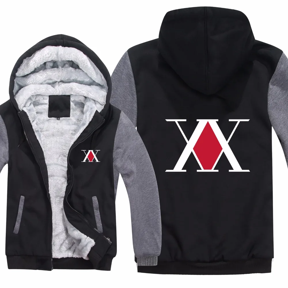 

2021 Cartoon Hunter X Hunter Sweatshirt Hoodies Jacket Thicken Zipper Winter Fleece Anime Cosplay Wool Liner Sweatshirt