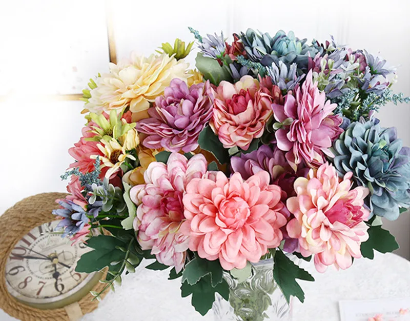 Настоящее прикосновение красивый Мариголд цветок шелковые цветы Искусственные