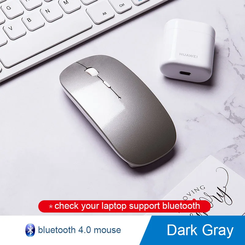 Bluetooth мышь для Mac 2,4 ГГц Беспроводная мышь для Xiaomi muis draadloos Беспроводная Бесшумная игровая мышь для Macbook Dell acer Asus - Цвет: 4.0 Bluetooth gray