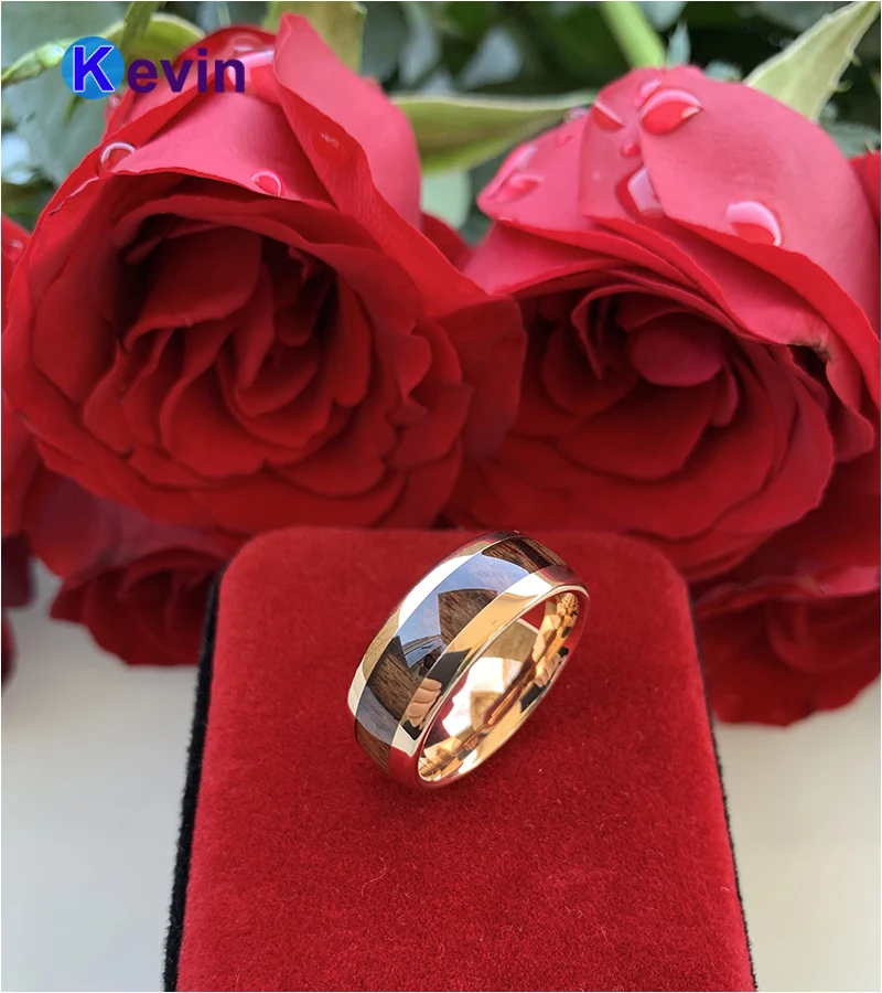 Розовое золото купольная лента Вольфрамовая Свадебная для мужчин женщин с