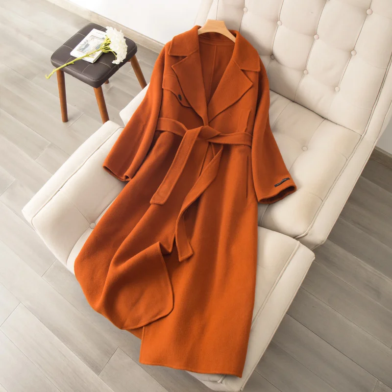 

Off season withdrawal cabinet 2000 + 100 wool temperament double-sided tweed coat women's popular medium and long tweed coat