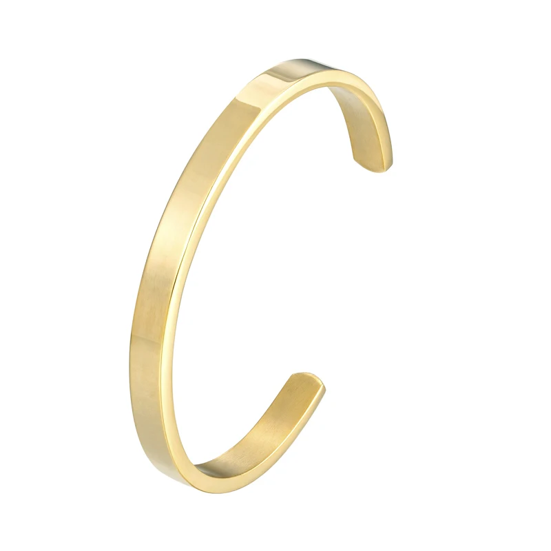 

Hot Selling Classic Glossy Oval Open Bangle For Women Gold Color Jewelry Stainless Steel Bracelet Wholesa