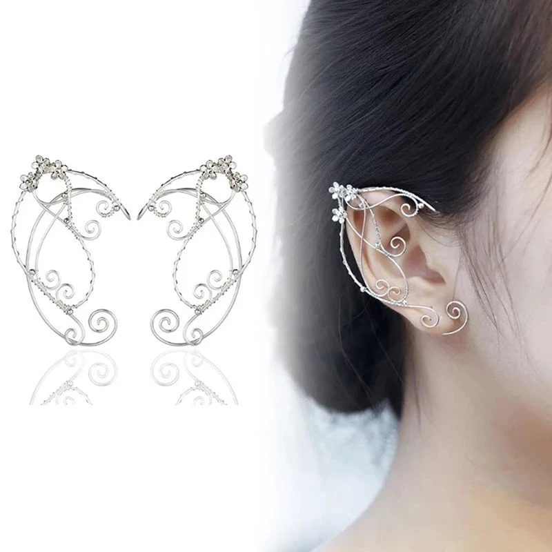 

1 Pair Elf Ear Cuffs Clip-On Earrings Filigree Fairy Wrap Earring Elven Cosplay Earring Fashion Jewelry Decor Accessor For Women