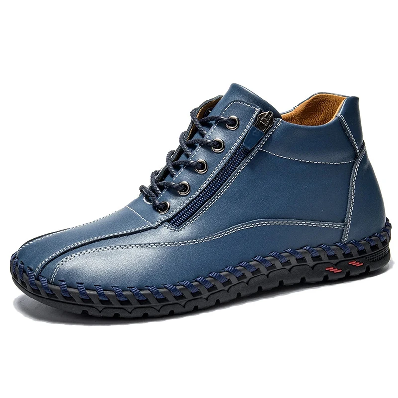 Мужские уличные ботинки без шнуровки коричневые в Корейском стиле короткие