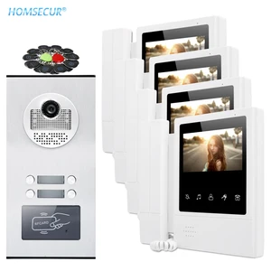 homsecur 4 wire 4 3 multi apartment video door phone intercom kit rfid unlockmute monitor for houseflat 530cxc011 4 free global shipping