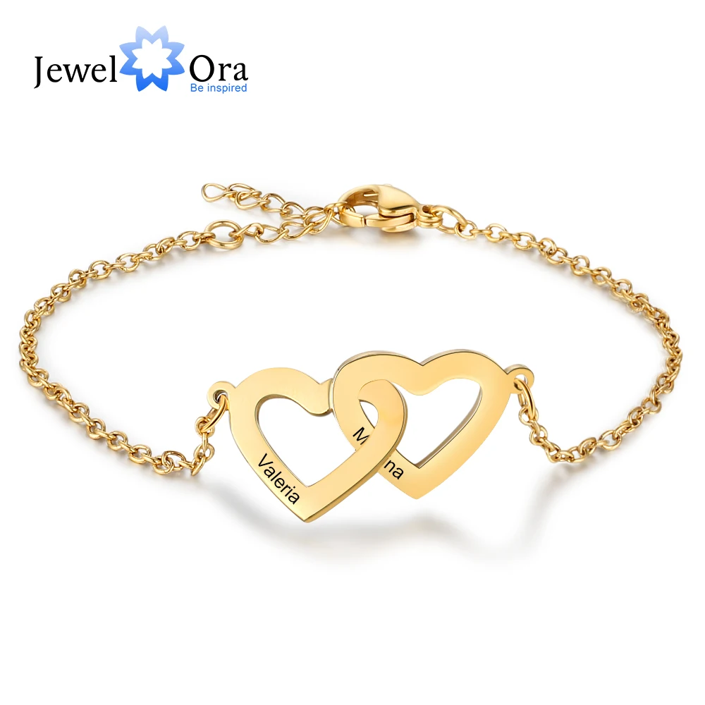 Персонализированные плетеные браслеты в форме сердца с 2 именами под заказ из