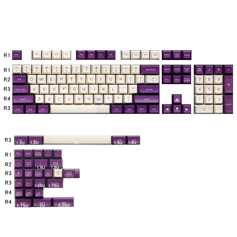 Клавишные колпачки MAXKEY Doubleshot пурпурно-белые 134 клавиши для механической