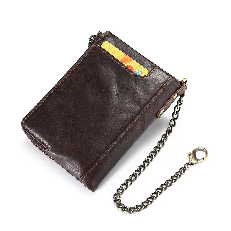 Бумажники из натуральной кожи для мужчин и женщин короткий кошелек на молнии с