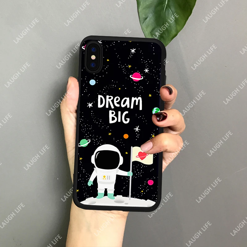Силиконовый чехол для iPhone 11 Pro Max X XR XS MAX 8 7 6 S мягкий с космонавтом и звездой Plus