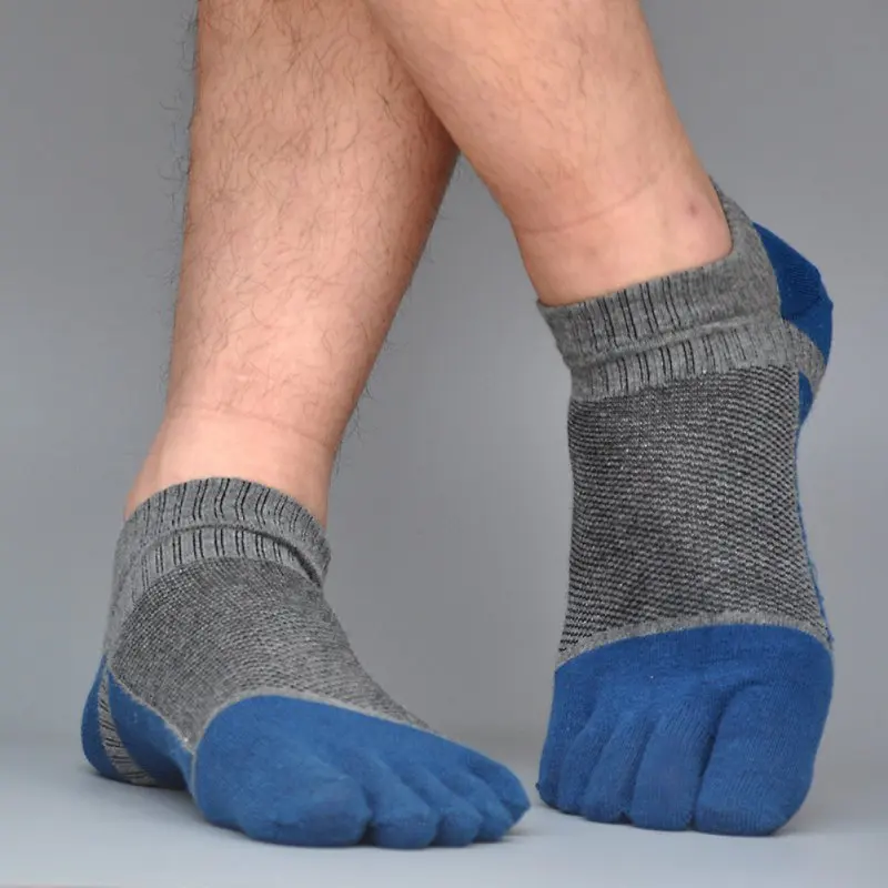 Носки мужские сетчатые тонкие дышащие хлопок впитывающие влагу 5 пальцев разные