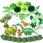 Воздушные шары с динозаврами, Бумажная гирлянда с динозаврами для украшения вечевечерние НКИ в стиле Юрского периода, день рождения детей, мальчика