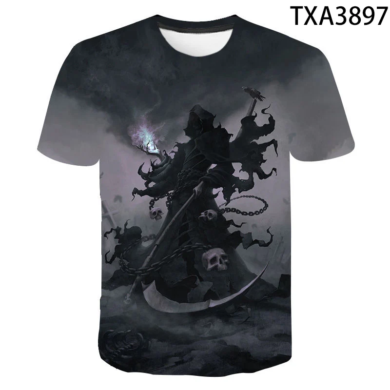 Футболка с черепом террора для мужчин женщин детей панк-рок готика 3D принт