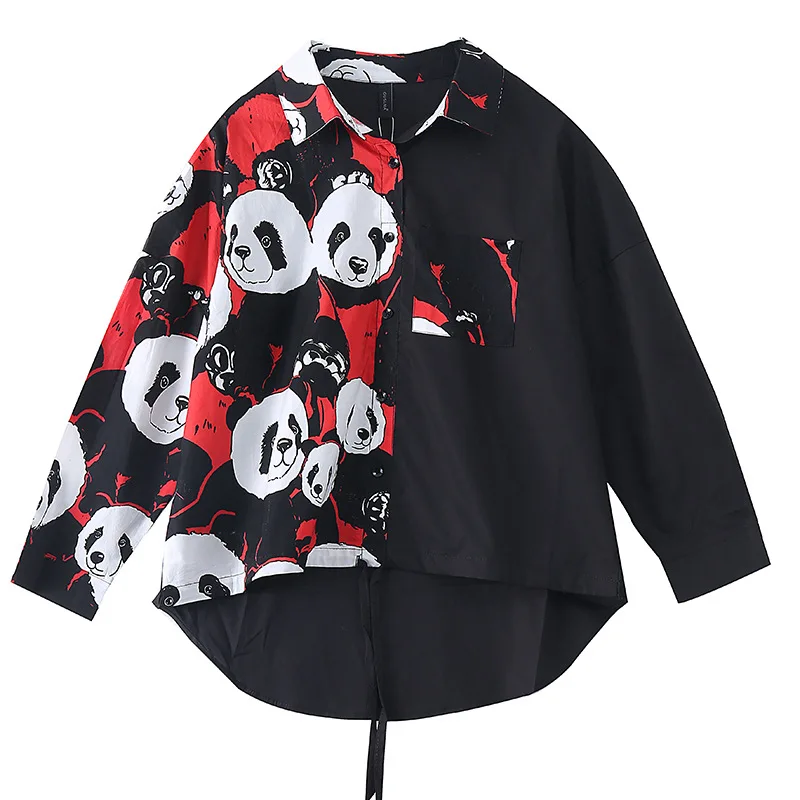 

SOUL OF TIGER Korean Fashion Designer Spring Clothing Women Loose Casual Blouses Ladies Printed Long Sleeve Shirt Oversized Tops