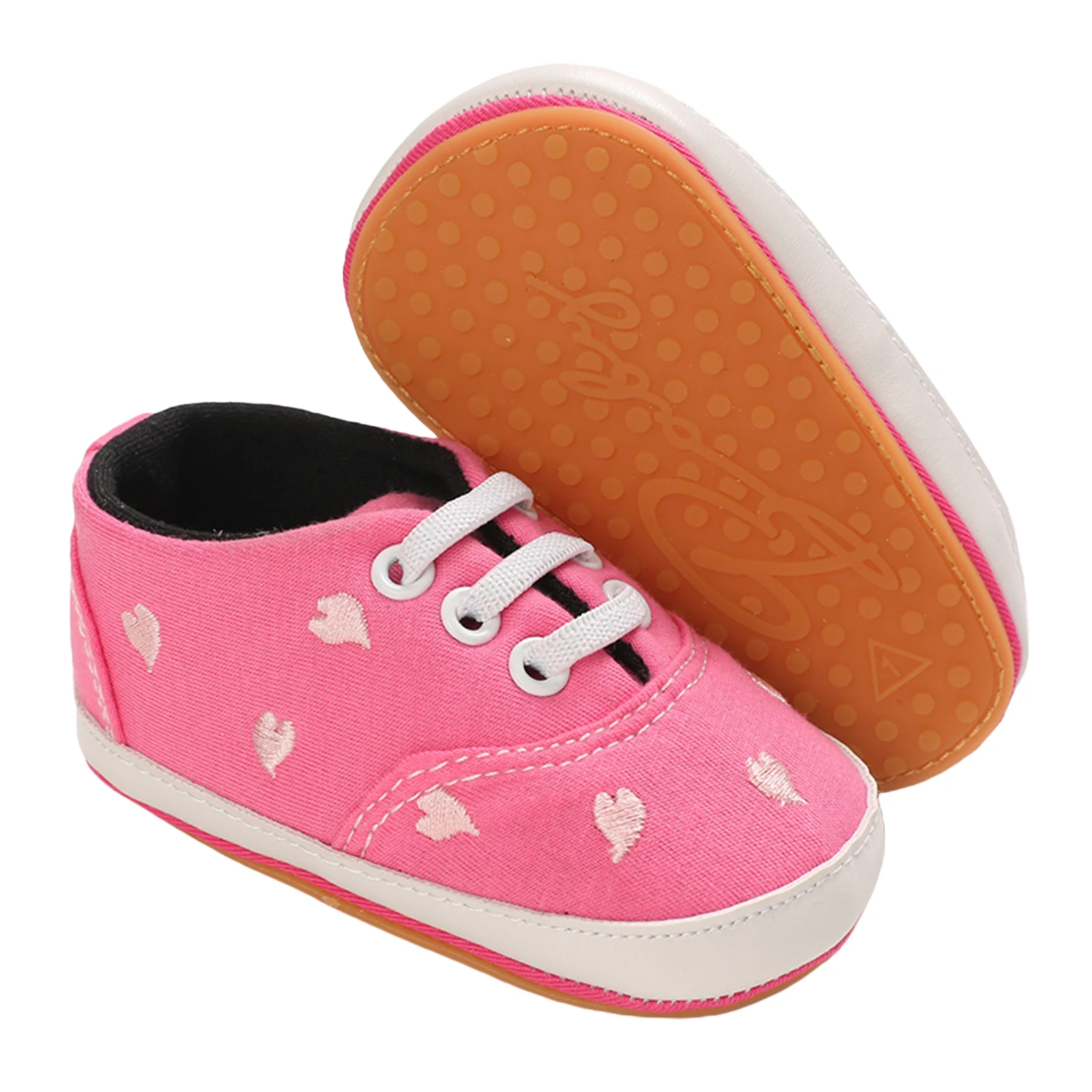 Туфли холщовые для маленьких девочек с вышивкой сердечек и звезд мягкая