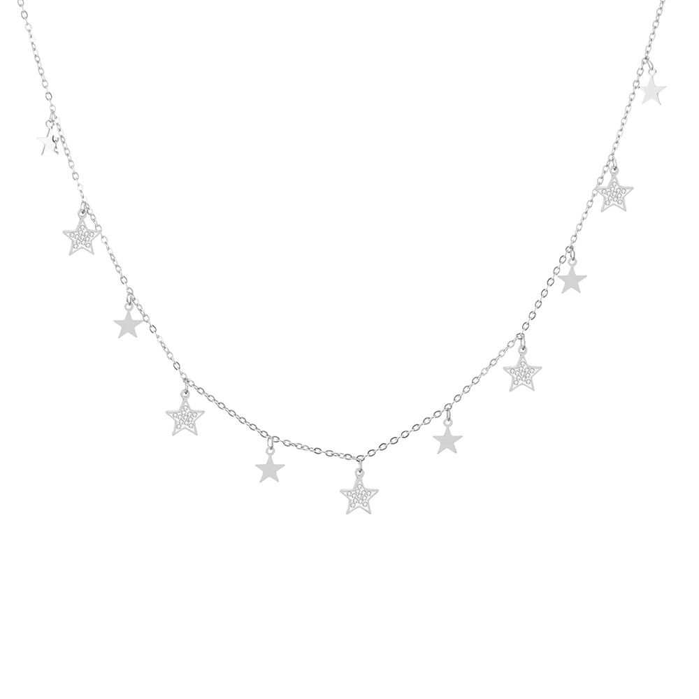 

Bohemia Star Chokers Necklace Stainless Steel Tassel Chain Crystal Small Pendant Luxury Jewelry Trendy for Women Best Gifts 2020
