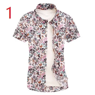

Summer short-sleeved shirt men's Korean version of the slim handsome shirt youth trend casual printing boys white shirt