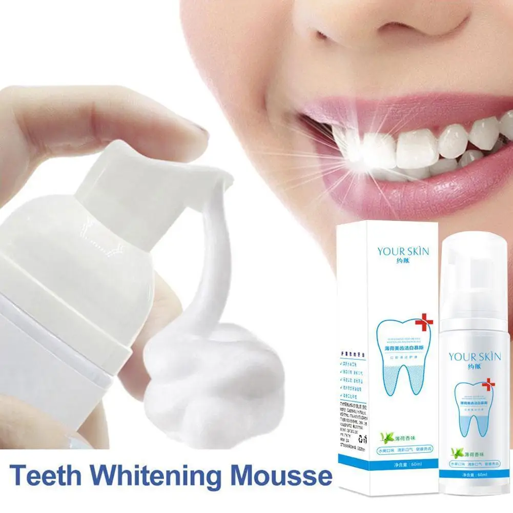 

60ml Whiten Teeth Cleaning Mousse Hygiene Stains Foam Cleaner Dental Toothpaste Teeth Tool Bubble Remover Spots Tooth