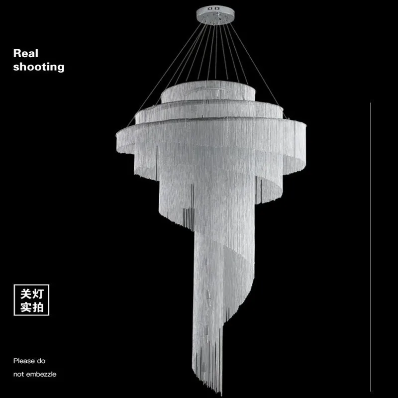 値段 ポストモダン,デュプレックス,大,空のシャンデリア,リビングルームのヴィラ,金色のタッセル,スパイラル階段のライト