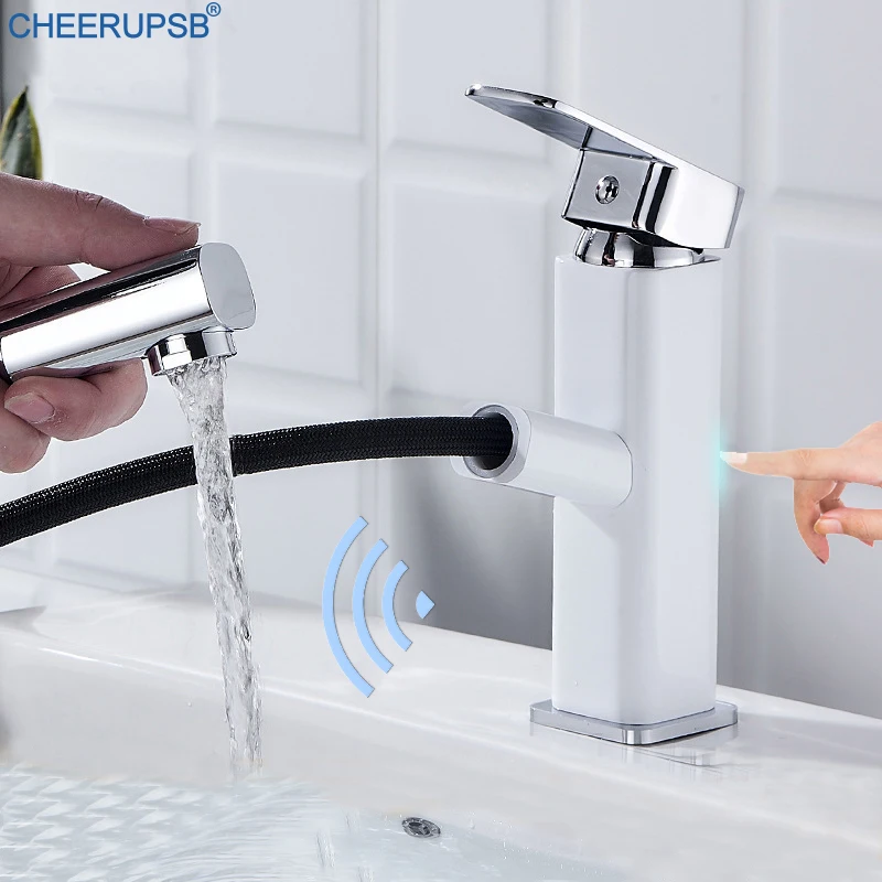 Смеситель для раковины в ванную комнату индуктивный кран из меди с