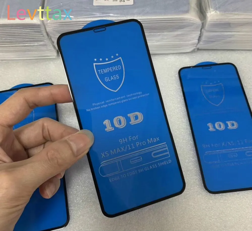 

100 шт. оптовая продажа для iPhone 13 10D стеклянная пленка для iPhone 12 Mini 11 Pro Max XS XR X 8 полное покрытие Защитная пленка для экрана
