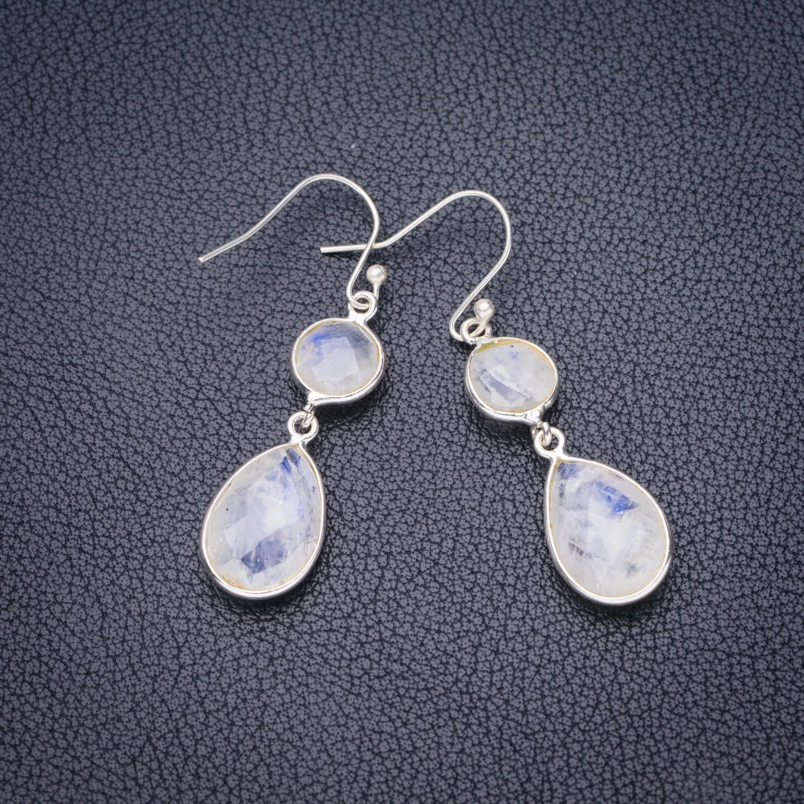 

StarGems Natural Moonstone Handmade 925 Sterling Silver Earrings 1.75" E5578