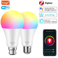 zigbee smart light bulb wifi bulb rgb 15w color dimmable light e27 b22 led bulb tuya smart life voice control with alexa google