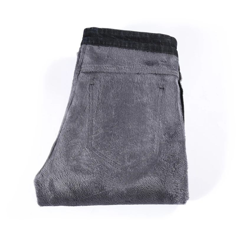 DIMI Denim Pants Oversized Men's Clothes Winter Warm Men's Jeans Fleece Padded Trousers Plus Size Straight Casual Classic Black