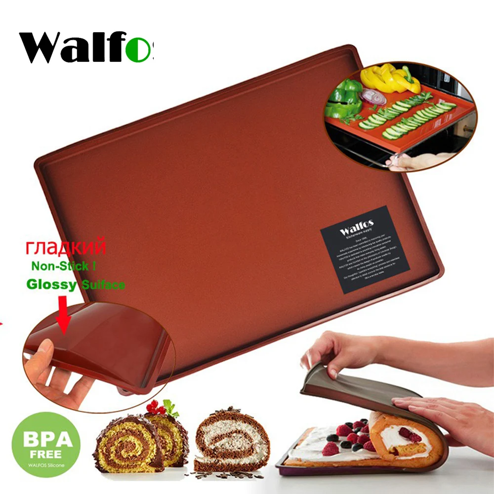 

WALFOS 1pc Non-Stick Silicone Oven Mat Cake Roll Mat Baking Mat Functional Baking Macaron Cake Pad Swiss Roll Pad Bakeware Bakin