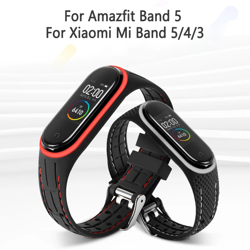 

Ремешок для Amazfit Band 5 /mi band 6, силиконовый браслет для miband 5 nfc, аксессуары для xiaomi mi band 3 4 5 6