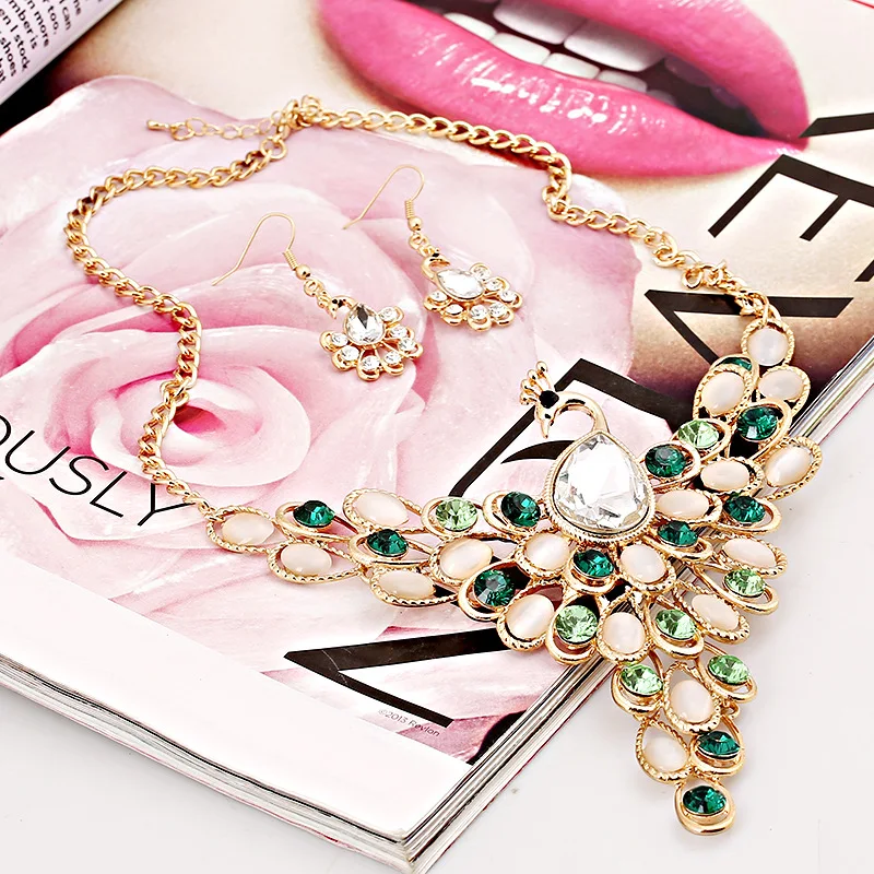 LZHLQ изысканные стразы ожерелье с павлином подвески 2020 модное женское колье