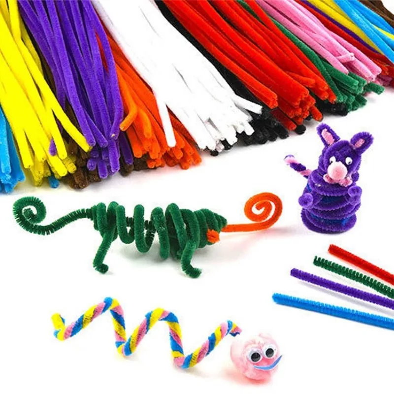 99pcs 30cm Chenille Stems Pipe Cleaners Plush Tinsel Wired Sticks Kids Toys Wedding Party Decoration DIY Handmade Craft Supplie images - 6