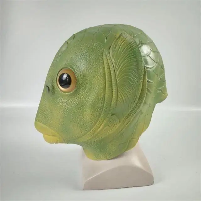 

Halloween Funny Cosplay Costume Mask Unisex Adult Women Men Carnival Party Green Fish Head Mask Headgear