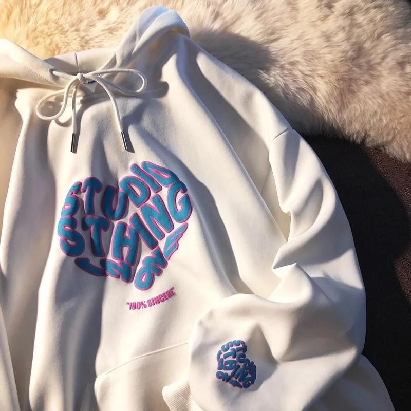 

Spring 2021 New Letter Printed Hooded Oversize Lovers Fashion Plus Size Anime Hoodies Clothes for Teens Anime Hoodie