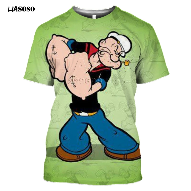 LIAOSOS новая футболка Popeye мужская летняя с коротким рукавом и рисунком в стиле хип