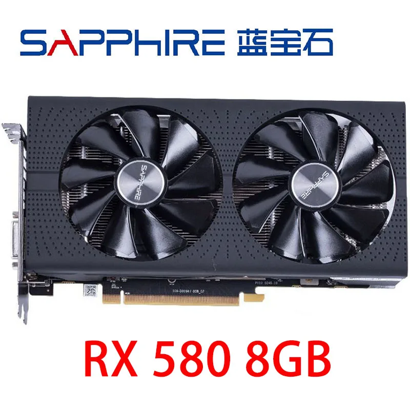 SAPPHIRE RX 580 8GB видеокарта 256Bit GDDR5 видеокарты для AMD 500 series RX580 карты DisplayPort HDMI DVI б/у |
