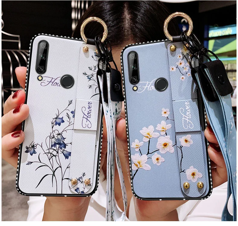 Мягкий чехол из ТПУ на запястье для телефона P Smart Z Huawei Plus 2019 держатель с цветком силиконовый со