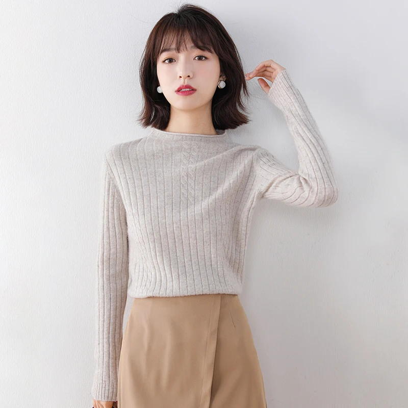 adishree 2020 woman winter 100% Cashmere sweaters and autumn knitted Pullovers High Quality Warm Female thickening Turtleneck