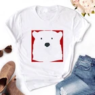 Летняя новинка, Модный рисунок с милым медведем, женская футболка, хипстерские футболки с коротким рукавом и круглым вырезом, женские белые футболки, топы