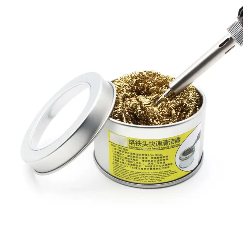 

Soldering Iron Head Rapid Cleaner Cleaning Steel Wire Ball With Metal Case Set Q0KA