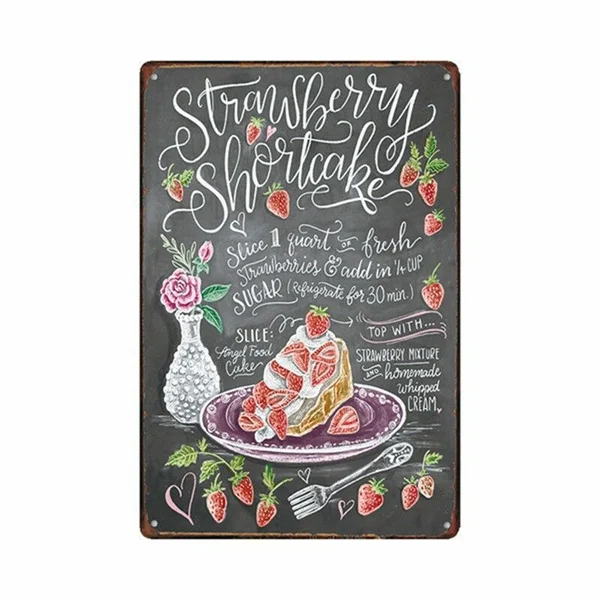

Metal Tin Sign Strawberry Cake Decor Bar Pub Home Vintage Retro Poster