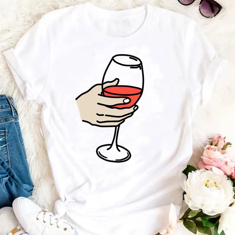 

Women Summer Wine Friends 2021 Trend Short Sleeve Clothes Tshirts Cartoon Fashion Graphic T Top Lady Print Female Tee T-Shirt