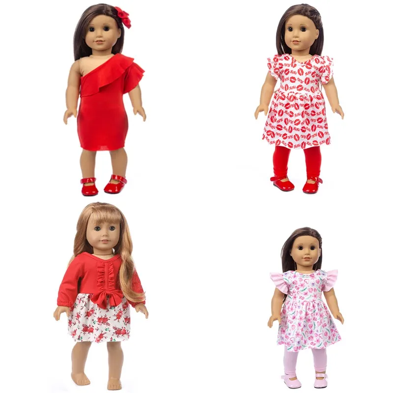 

Детская красная одежда для новорожденных, 18 дюймов, 43 см, американская кукла и кукла для девочек, аксессуары для маленьких детей, лучший пода...