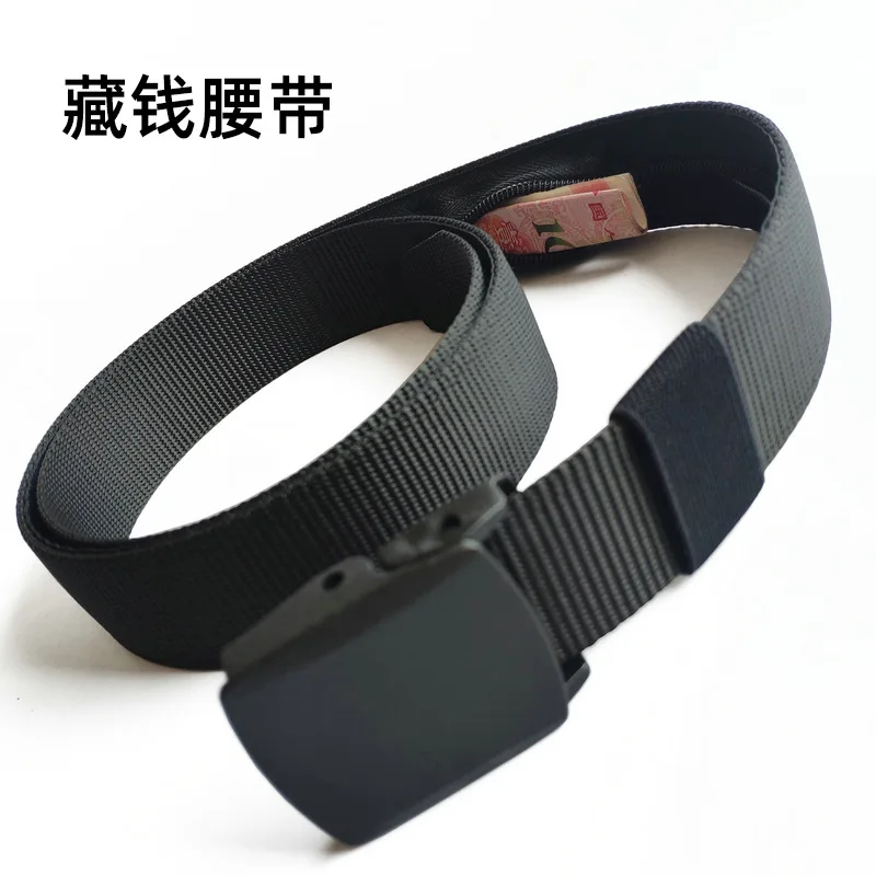 Outdoor Tactical Nylon Wallet Zipper Hiden Money Belt for Men's Canvas Safety Nylon Style Canvas Belt