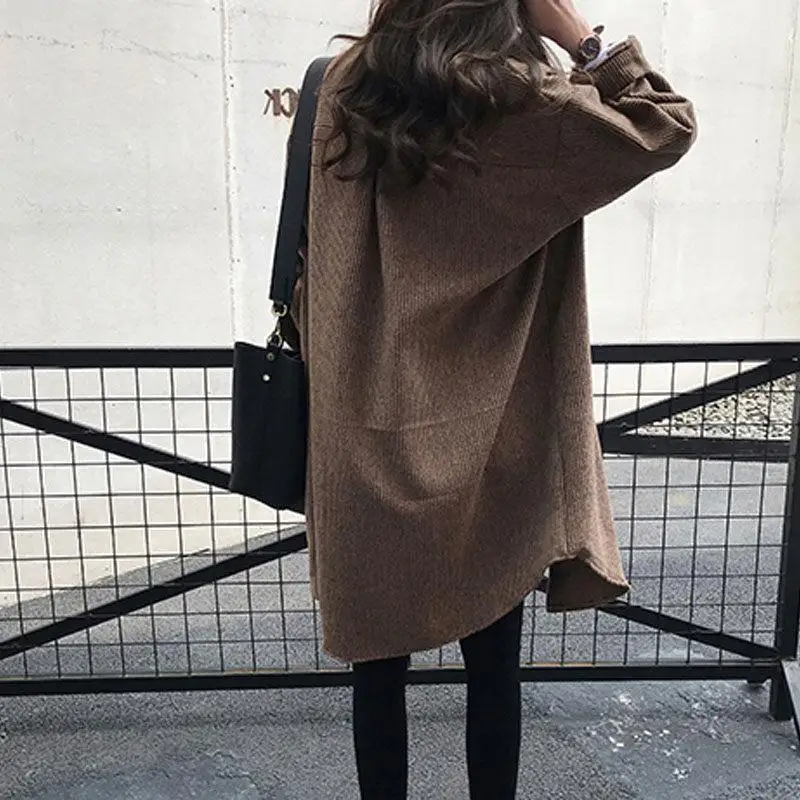 Осенняя рубашка размера плюс ветровка Вельветовая куртка корейский стиль Ретро